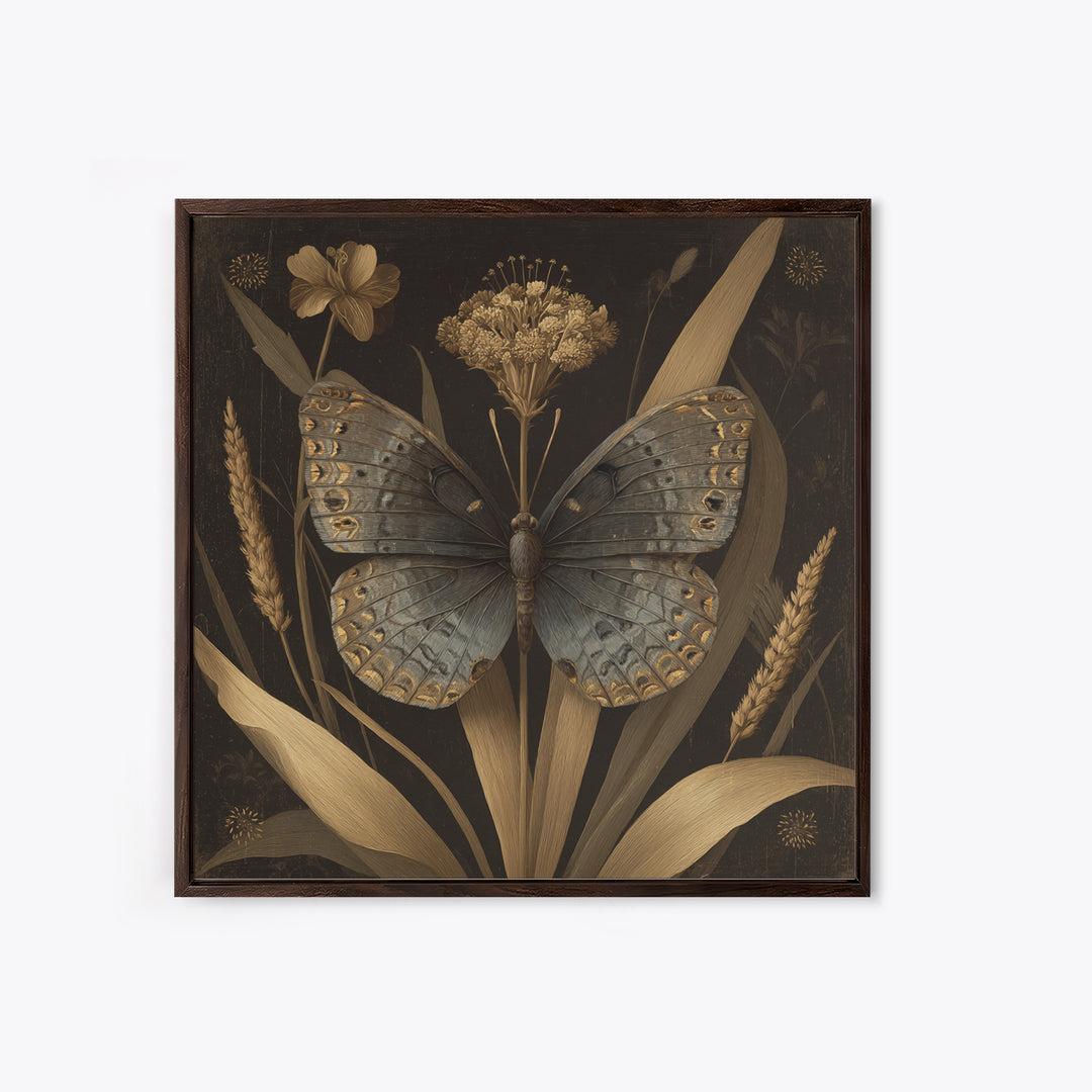 Tropical Butterfly and Flower Study Canvas Print, Tropical Art, Fine Art Print, Living Room Decor, Watercolor Art, Tropic, TRO-1x1-95