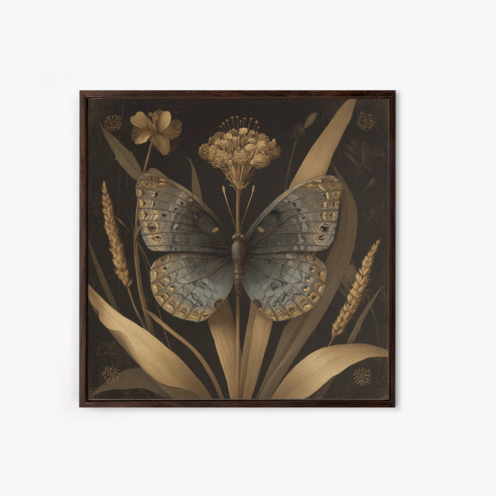 Tropical Butterfly and Flower Study Canvas Print, Tropical Art, Fine Art Print, Living Room Decor, Watercolor Art, Tropic, TRO-1x1-95