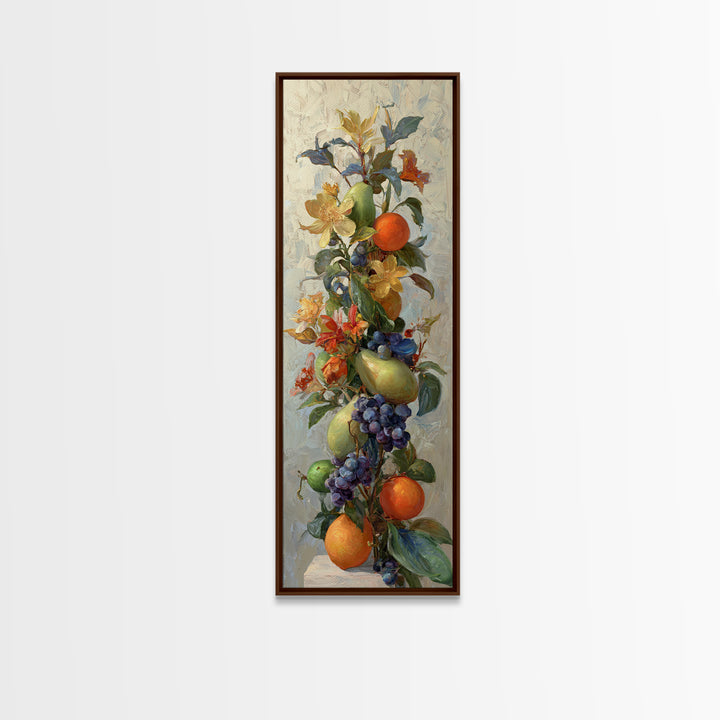 Bright Papaya and Lime Still Life Canvas Print, Tropical Art, Wall Art, Living Room Decor, Oil Painting, Tropic, Pink Wall Art, TRO-1x3-12