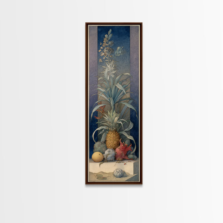 Pineapple and Palm Still Life Canvas Print, Tropical Art, Neutral Decor, Living Room Decor, Fine Art, Tropic, Home Decor, TRO-1x3-18