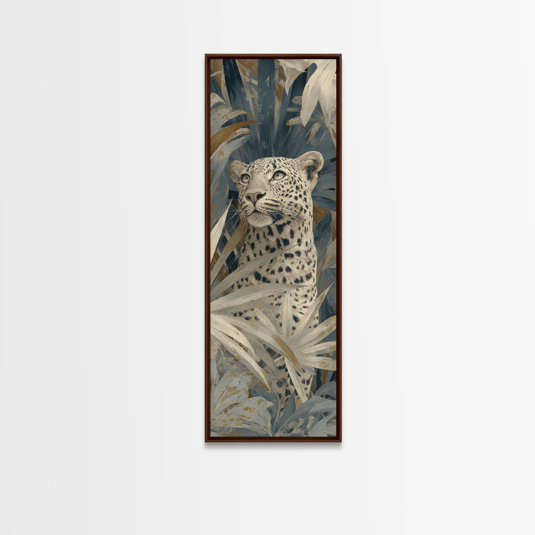 Leopard Hidden Among Palm Leaves Canvas Print, Tropical Art, Whimsical Art, Living Room Decor, Fine Art, Tropic, TRO-1x3-2