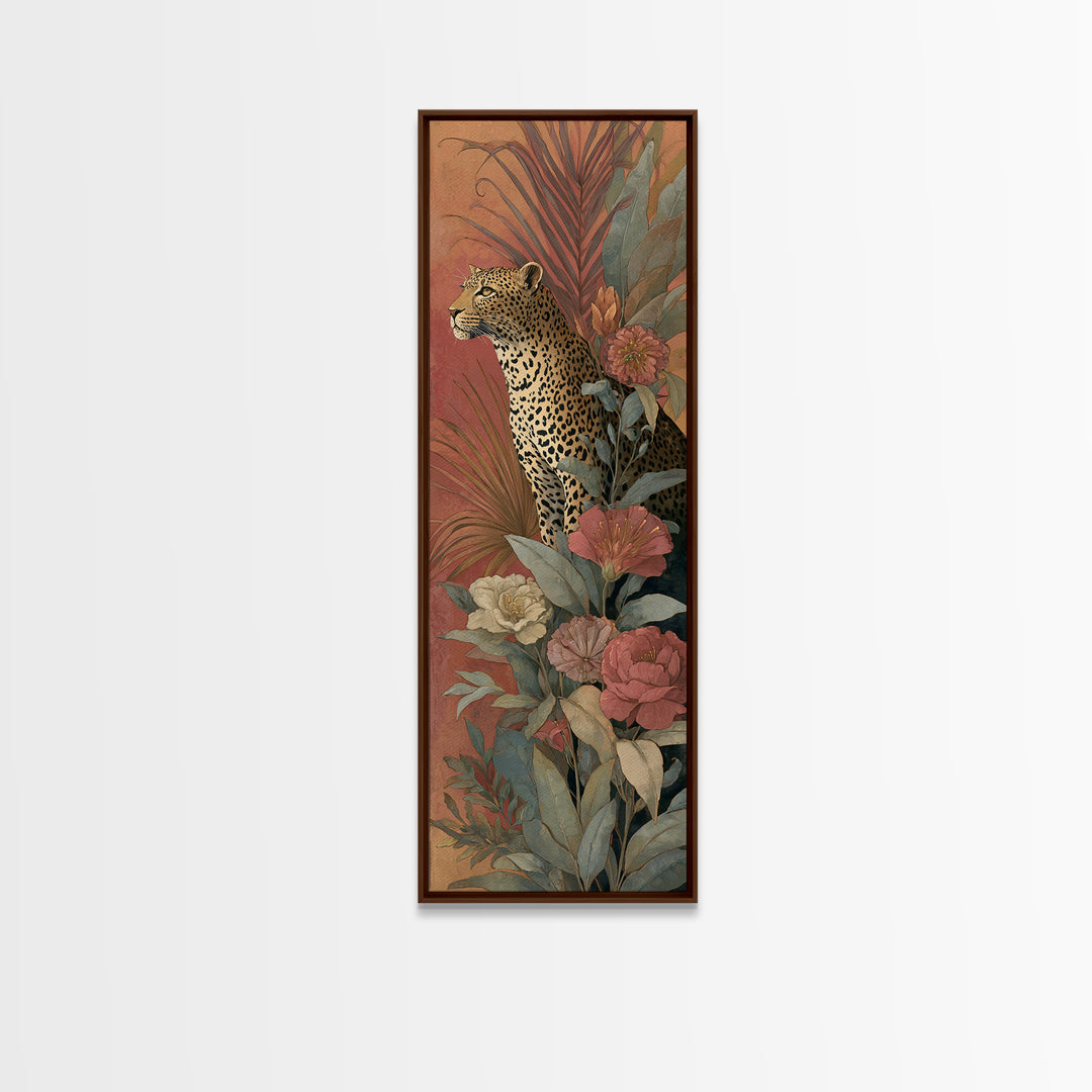 Leopard Hidden Among Palm Leaves Canvas Print, Tropical Art, Whimsical Art, Living Room Decor, Fine Art, Tropic, TRO-1x3-26