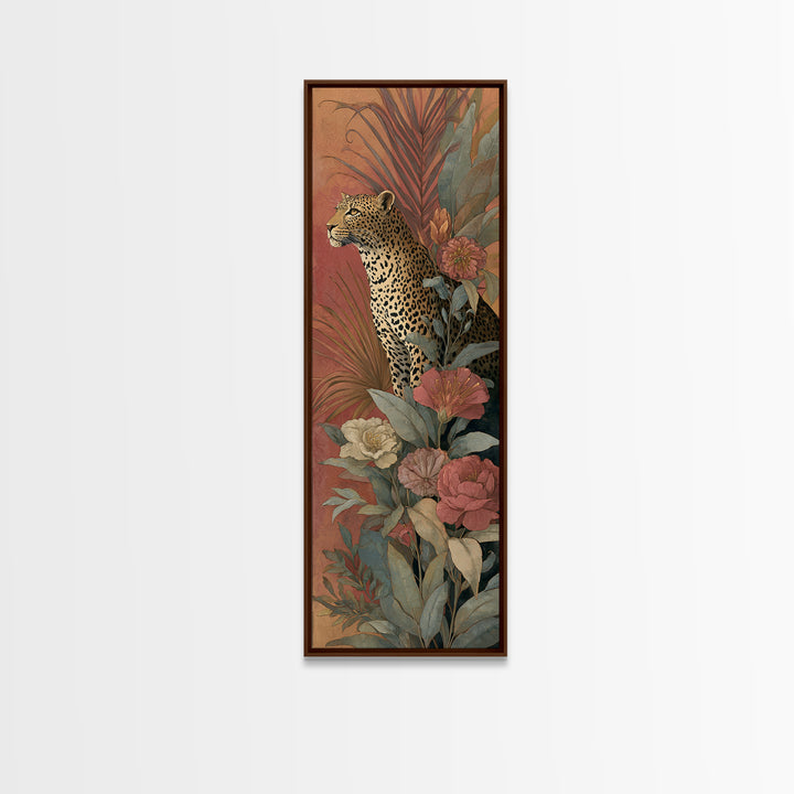 Leopard Hidden Among Palm Leaves Canvas Print, Tropical Art, Whimsical Art, Living Room Decor, Fine Art, Tropic, TRO-1x3-26