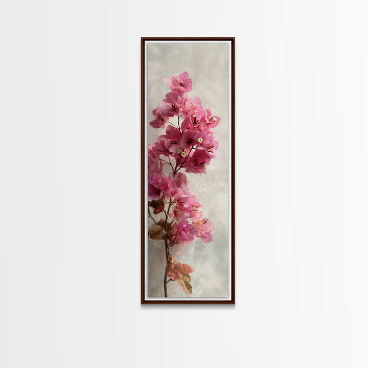 Pink Bougainvillea over White Wall Canvas Print, Tropical Art, Digital Prints, Living Room Decor, Tropic 328, Set of Prints, TRO-1x3-28