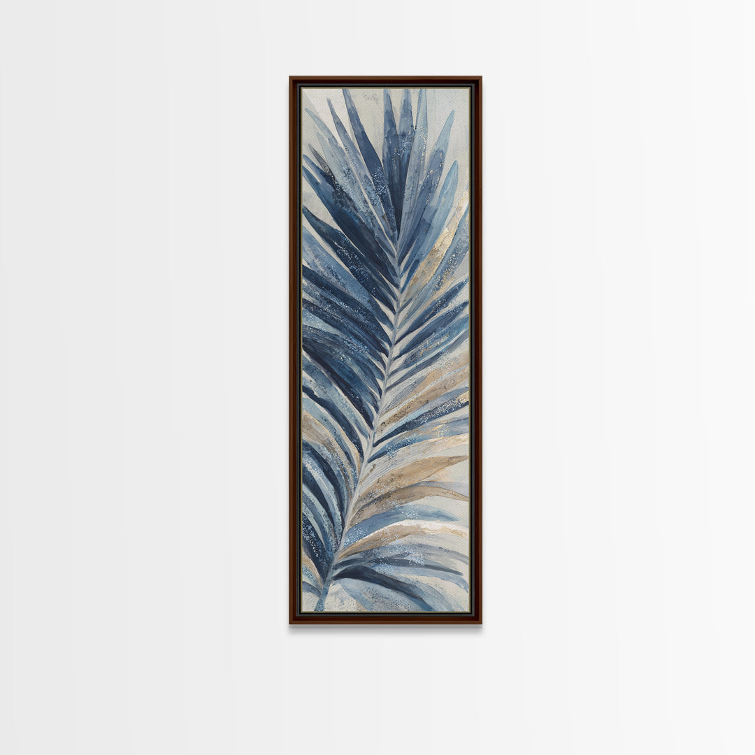 Rain Soaked Palm Leaf Closeup Canvas Print, Tropical Art, Coastal Wall Art, Living Room Decor, Oil Painting, Tropic, TRO-1x3-33