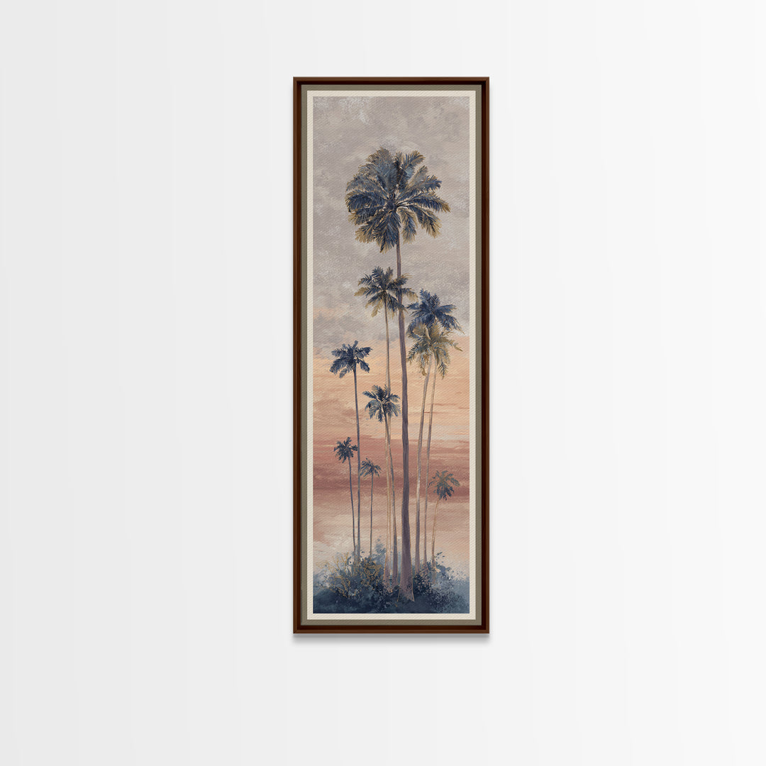 Palm Tree Silhouettes Canvas Print, Tropical Art, Pink Wall Art, Living Room Decor, Fine Art, Tropic, Coastal Art, Beach Print, TRO-1x3-40