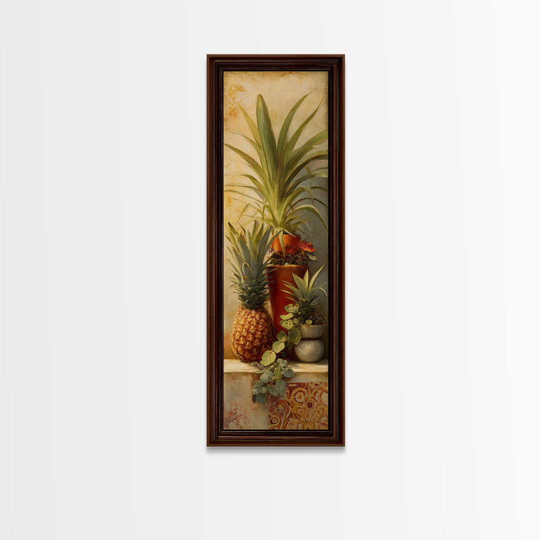 Pineapple and Palm Still Life Canvas Print, Tropical Art, Neutral Decor, Living Room Decor, Fine Art, Tropic, Home Decor, TRO-1x3-42