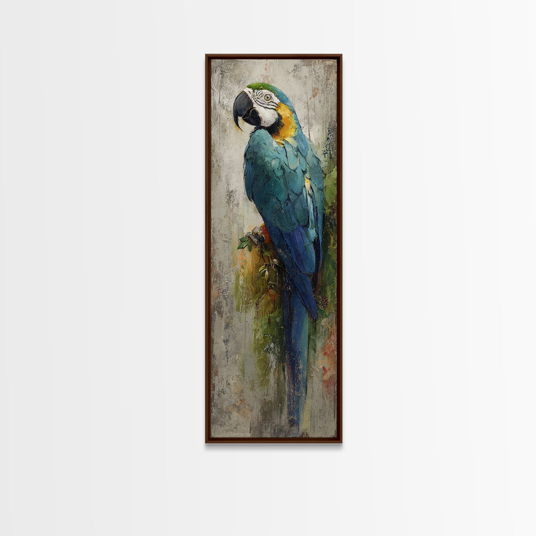 Parrot Portrait with Emerald Feathers Canvas Print, Tropical Art, Printable, Living Room Decor, Fine Art, Tropic, Coastal Decor, TRO-1x3-44