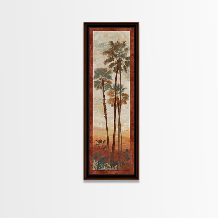 Palm Tree Silhouettes Framed Canvas Print, Tropical Art, Abstract Painting, Living Room Decor, Fine Art, Tropic, Gallery Decor, TRO-1x3-64