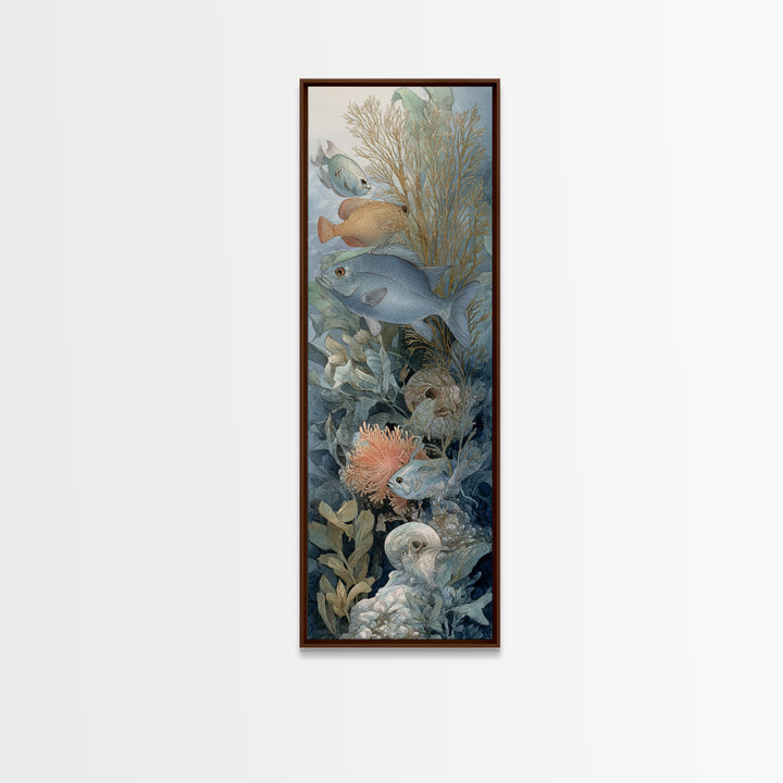 Tropical Fish over Coral Reef Framed Canvas Print, Tropical Art, Gallery Decor, Living Room Decor, Fine Art, Tropic, Wall Art, TRO-1x3-71