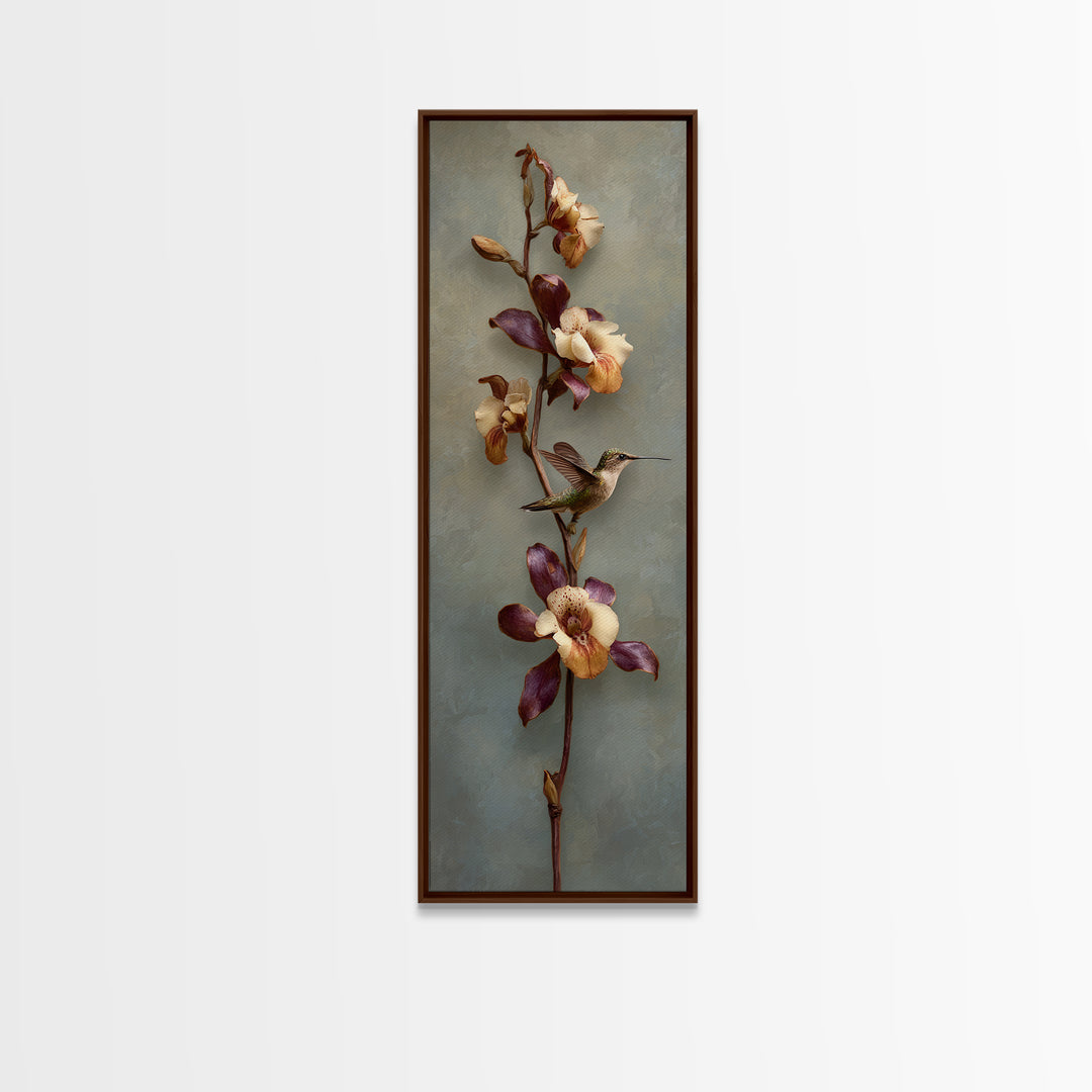 Orchid and Hummingbird Composition Canvas Print, Tropical Art, Room Decor, Living Room Decor, Fine Art, Tropic, Printable, TRO-1x3-94