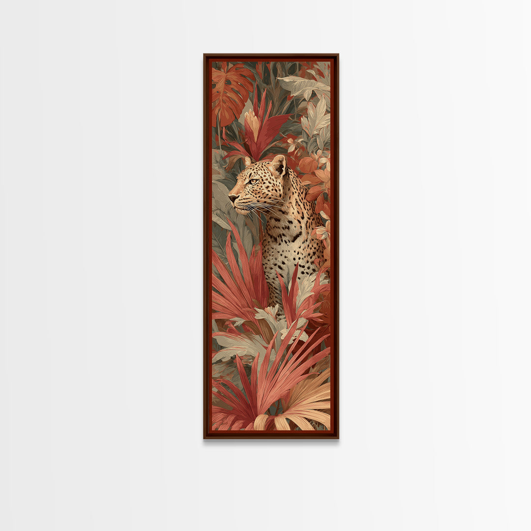 Leopard Hidden Among Palm Leaves Canvas Print, Tropical Art, Textured Painting, Living Room Decor, Fine Art, Tropic, TRO-1x3-98