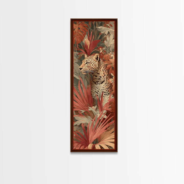 Leopard Hidden Among Palm Leaves Canvas Print, Tropical Art, Textured Painting, Living Room Decor, Fine Art, Tropic, TRO-1x3-98