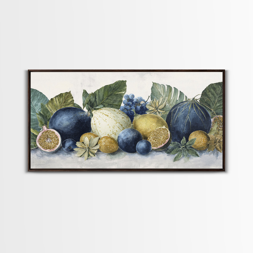 Tropical Fruit Market Arrangement Framed Canvas Print, Tropical Art, Coastal Decor, Living Room Decor, Fine Art, Tropic, TRO-2x1-11