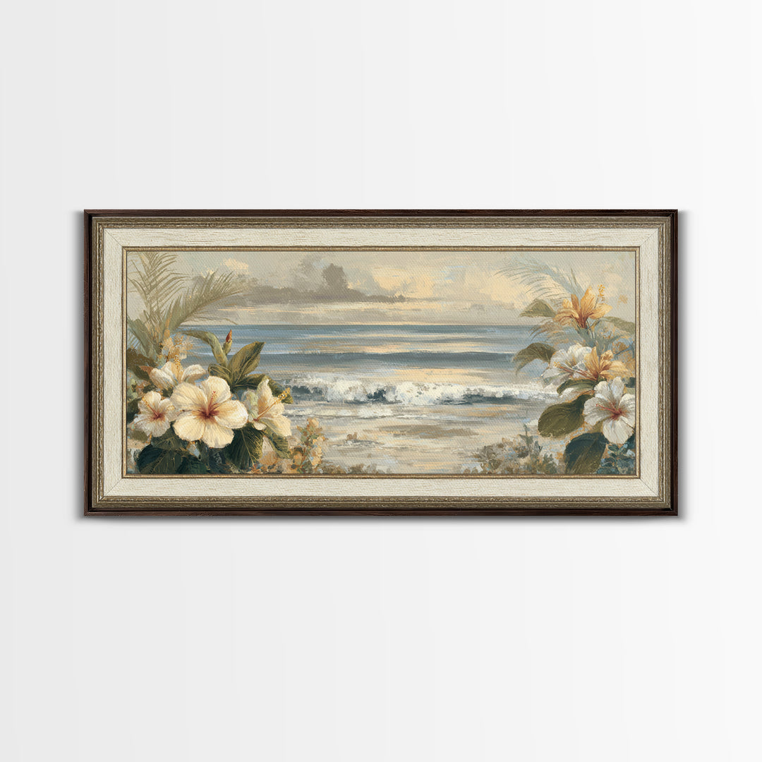 Sunset Surf Scene Framed Canvas Print, Tropical Art, Room Decor, Living Room Decor, Fine Art, Tropic, Printable, TRO-2x1-18