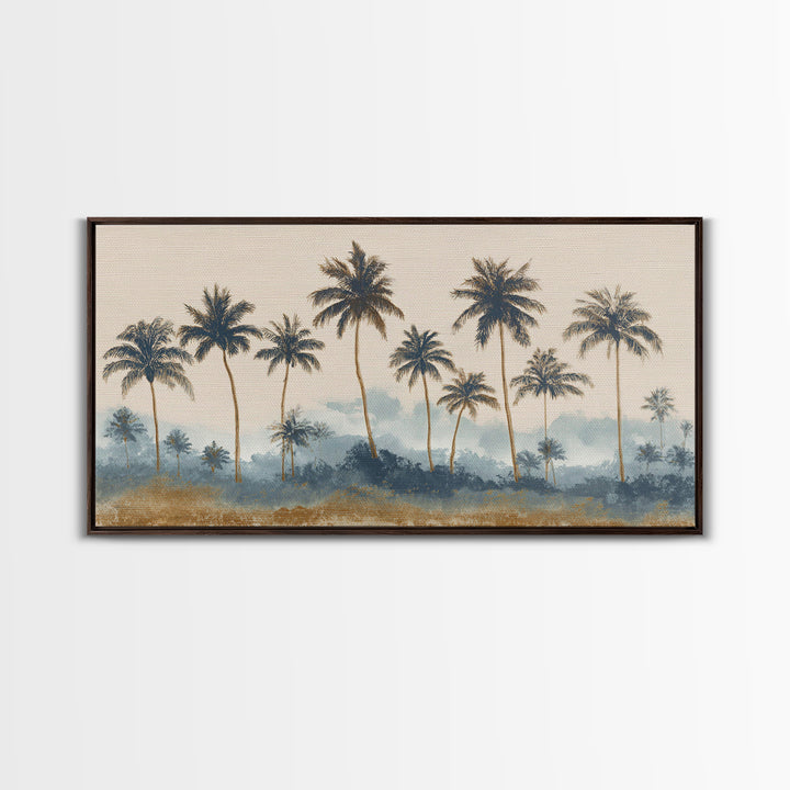 Palm Tree Silhouettes Framed Canvas Print, Tropical Art, Minimalist Decor, Living Room Decor, Fine Art, Tropic, Digital Print, TRO-2x1-24