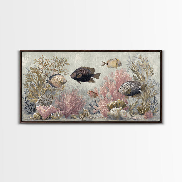 Leopard Hidden Among Palm Leaves Framed Canvas Print, Tropical Art, Contemporary Art, Living Room Decor, Fine Art, Tropic, TRO-2x1-34