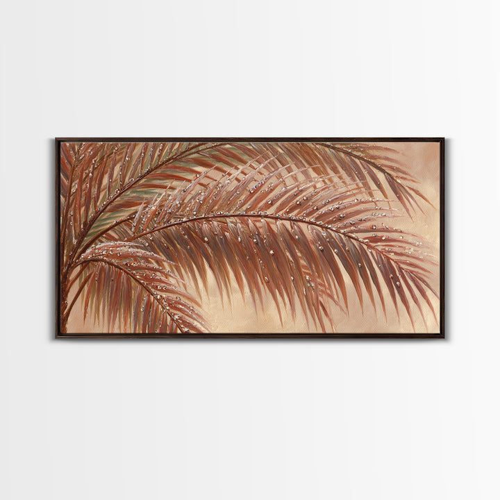 Rain Soaked Palm Leaf Closeup Canvas Print, Tropical Art, Art Print, Living Room Decor, Fine Art, Tropic, Abstract Painting, TRO-2x1-41