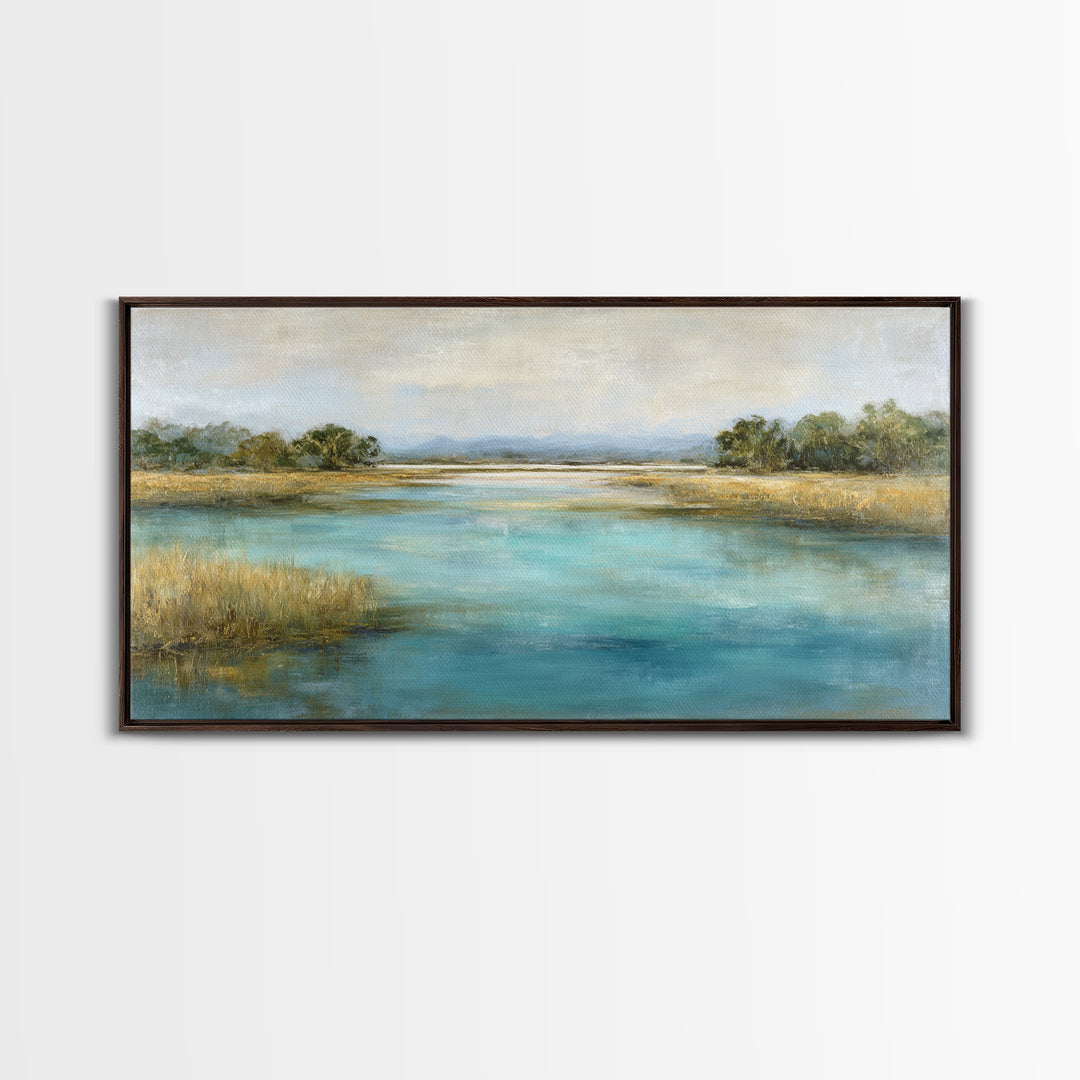 Tropical Lagoon with Turquoise Water Framed Canvas Print, Tropical Art, Room Decor, Living Room Decor, Fine Art, Tropic, TRO-2x1-75