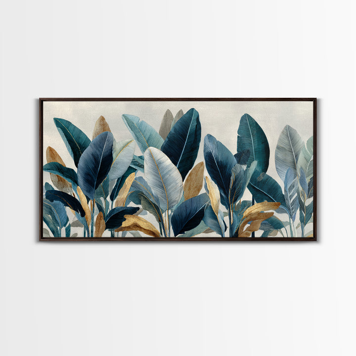 Banana Leaves Layered Canvas Print, Tropical Art, Watercolor Painting, Living Room Decor, Oil Painting, Tropic, TRO-2x1-77