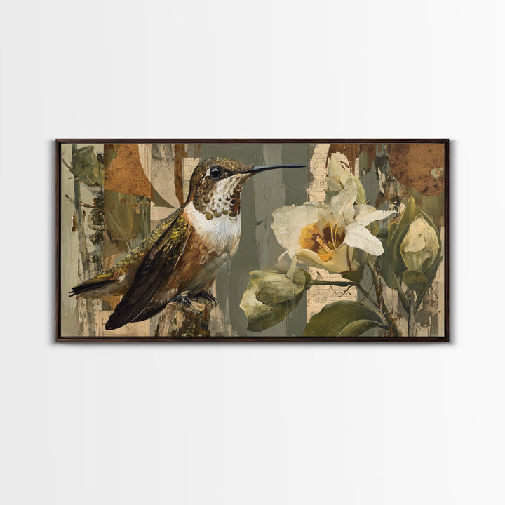 Orchid and Hummingbird Composition Canvas Print, Tropical Art, Digital Prints, Living Room Decor, Tropic 178, Set of Prints, TRO-2x1-78