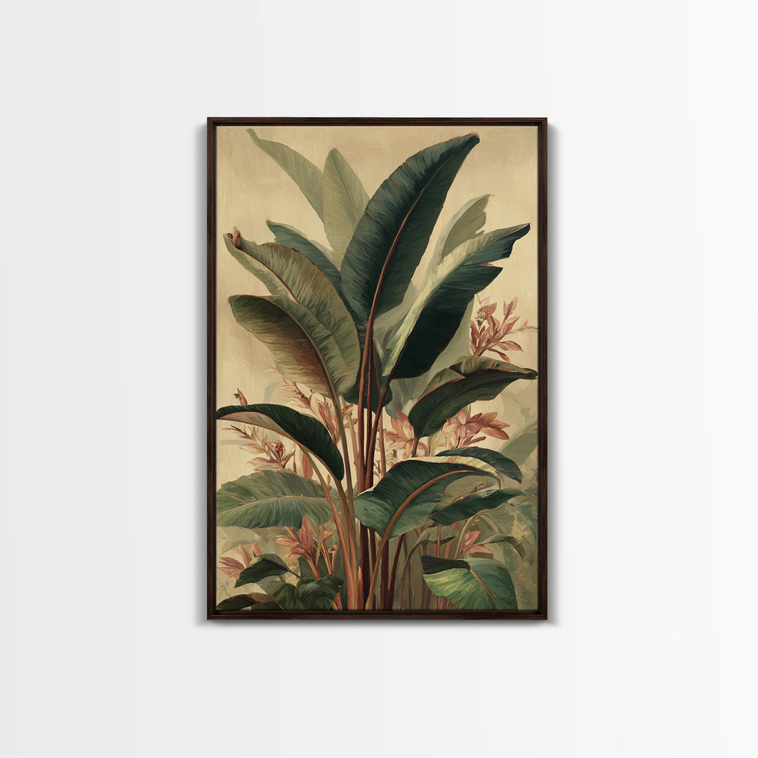 Banana Leaves Layered Framed Canvas Print, Tropical Art, Printable Art, Living Room Decor, Abstract Art, Tropic, TRO-2x3-17