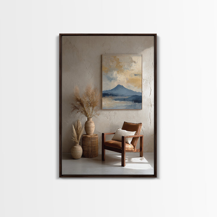 Island Volcano with Lush Foreground Framed Canvas Print, Tropical Art, Printable, Living Room Decor, Fine Art, Tropic, TRO-2x3-25