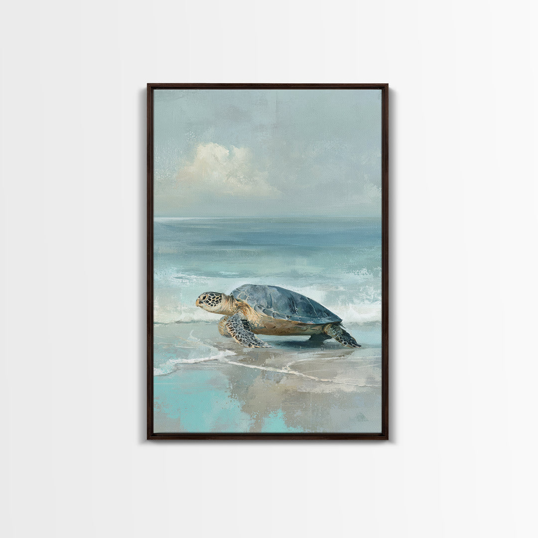 Sea Turtle Near Tropical Reef Framed Canvas Print, Tropical Art, Room Decor, Living Room Decor, Fine Art, Tropic, Printable, TRO-2x3-3