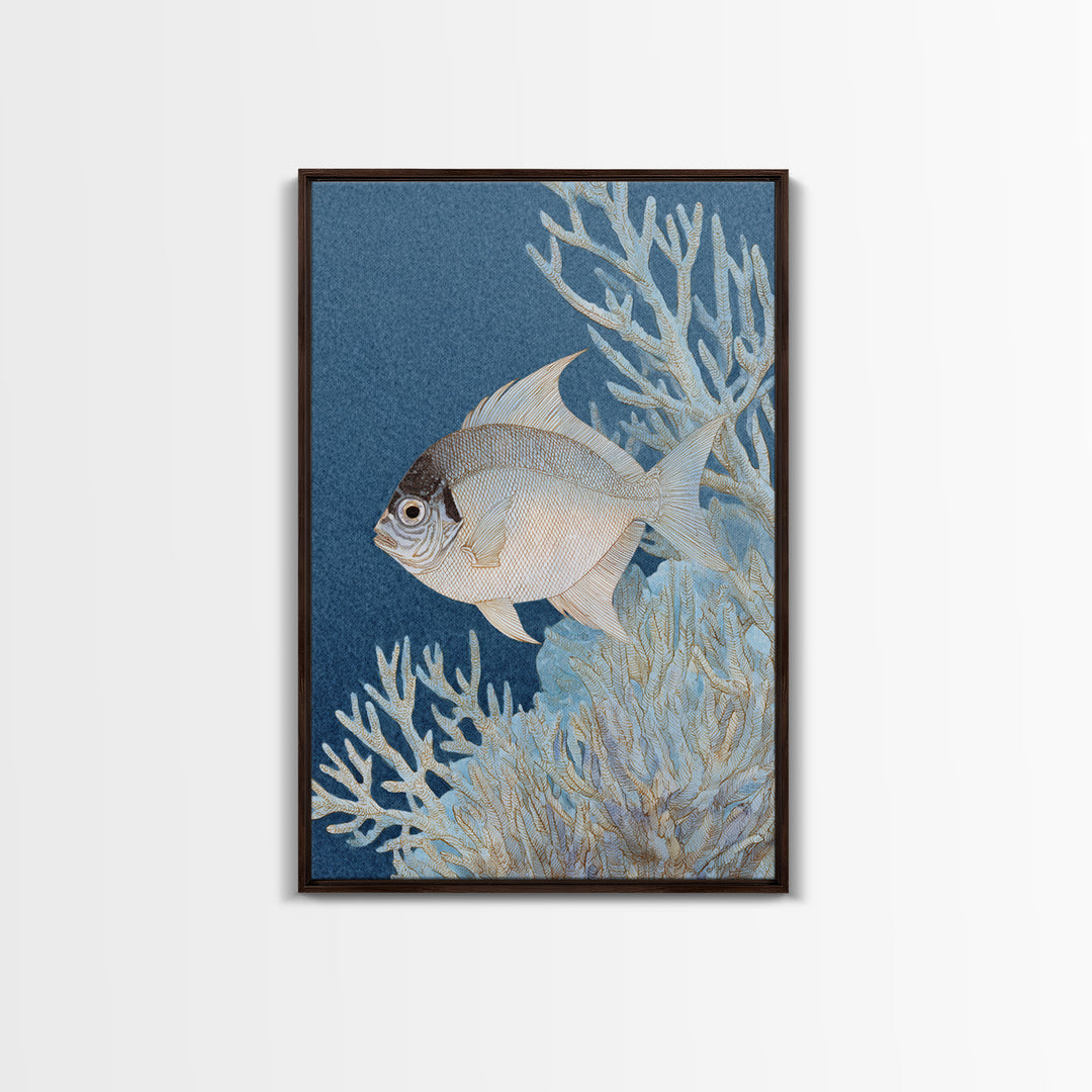 Tropical Fish over Coral Reef Framed Canvas Print, Tropical Art, Digital Print, Living Room Decor, Tropic, Downloadable Prints, TRO-2x3-43
