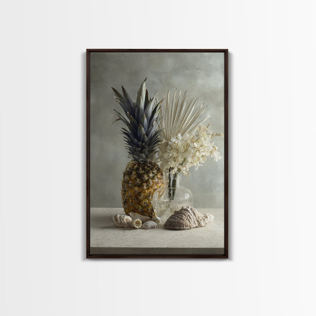 Pineapple and Palm Still Life Canvas Print, Tropical Art, Printable Art, Living Room Decor, Abstract Art, Tropic, TRO-2x3-62