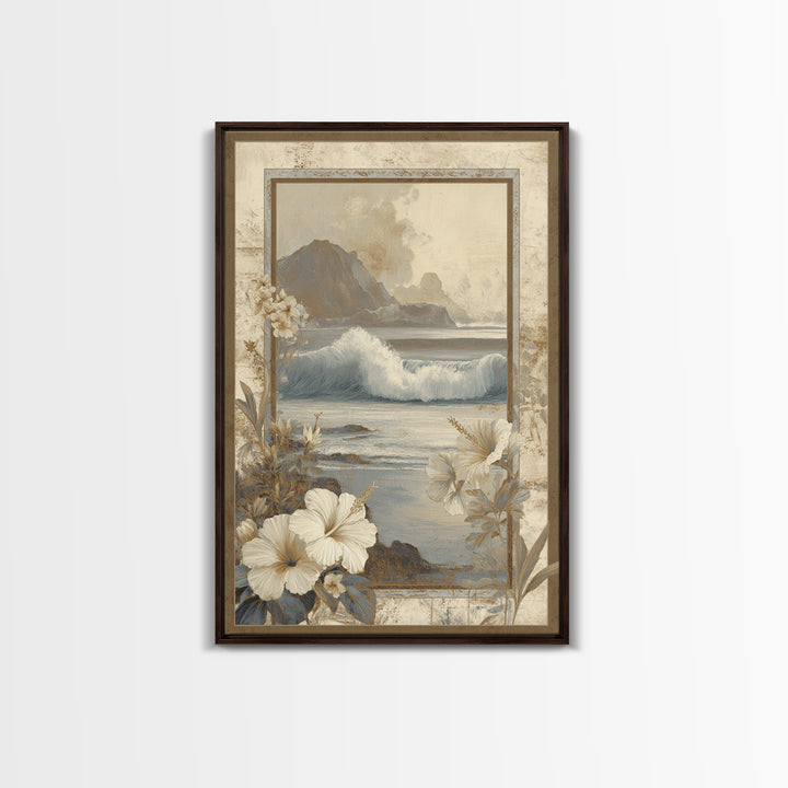 Sunset Surf Scene Framed Canvas Print, Tropical Art, Wall Art Prints, Living Room Decor, Fine Art, Tropic, Beach Wall Art, TRO-2x3-78