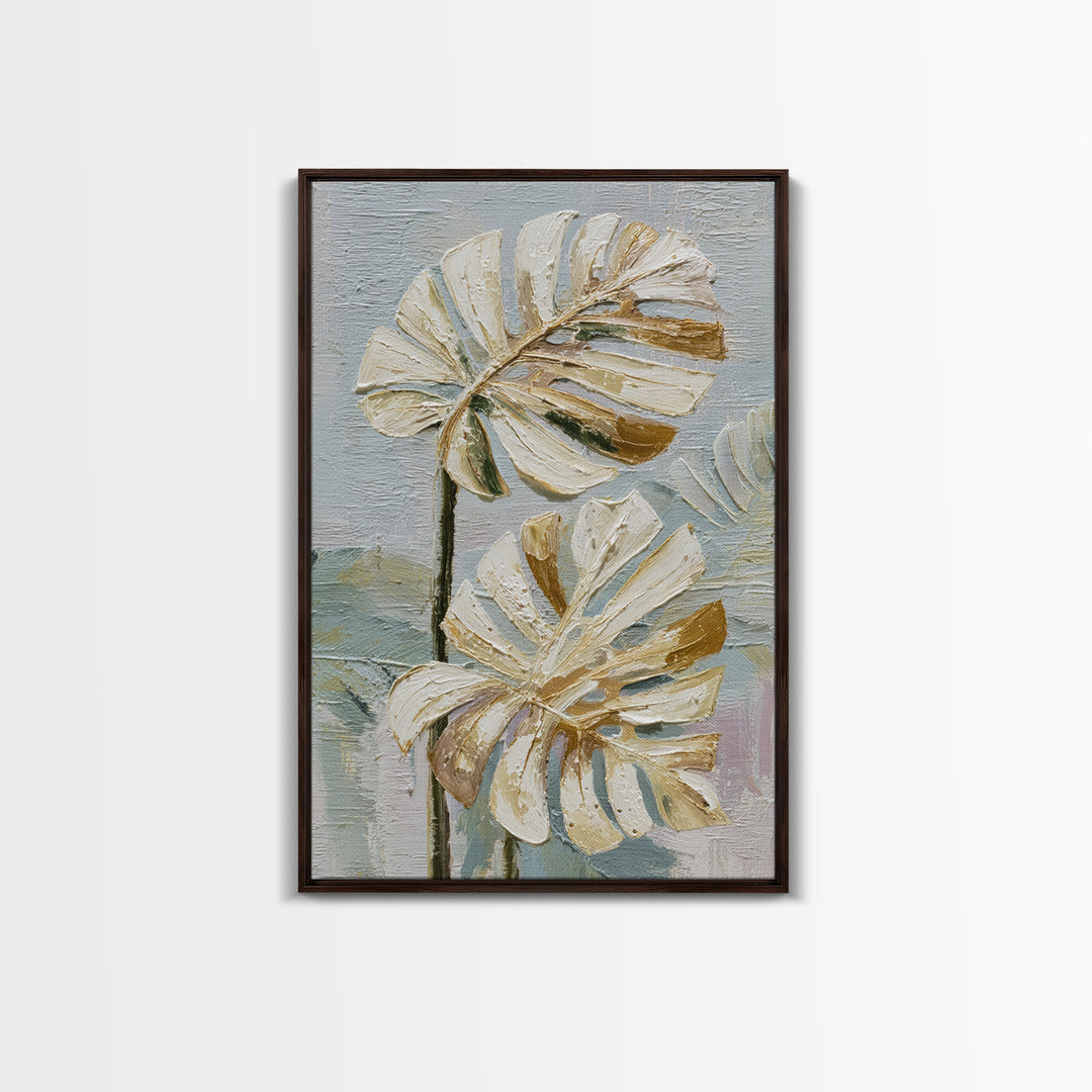 Lush Monstera Leaves Canvas Print, Tropical Art, Beach Decor, Living Room Decor, Oil Painting, Tropic, Fine Art Print, TRO-2x3-81