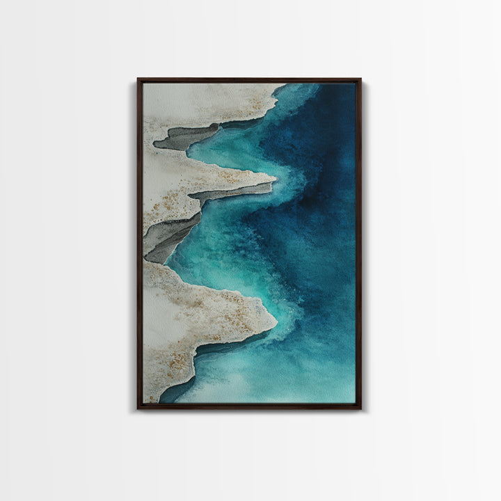 Tropical Lagoon with Turquoise Water Framed Canvas Print, Tropical Art, Gallery Wall Art, Living Room Decor, Fine Art, Tropic, TRO-2x3-87