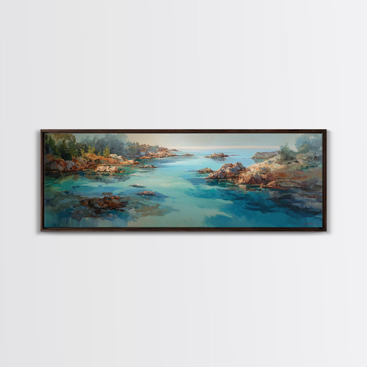 Tropical Lagoon with Turquoise Water Framed Canvas Print, Tropical Art, Room Decor, Living Room Decor, Fine Art, Tropic, TRO-3x1-23