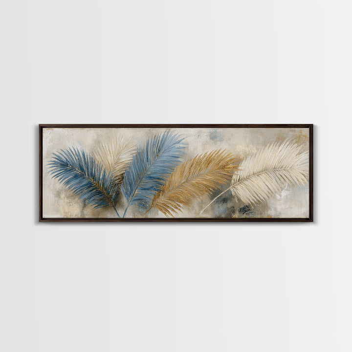 Rain Soaked Palm Leaf Closeup Framed Canvas Print, Tropical Art, Downloadable Prints, Living Room Decor, Watercolor Art, Tropic, TRO-3x1-37