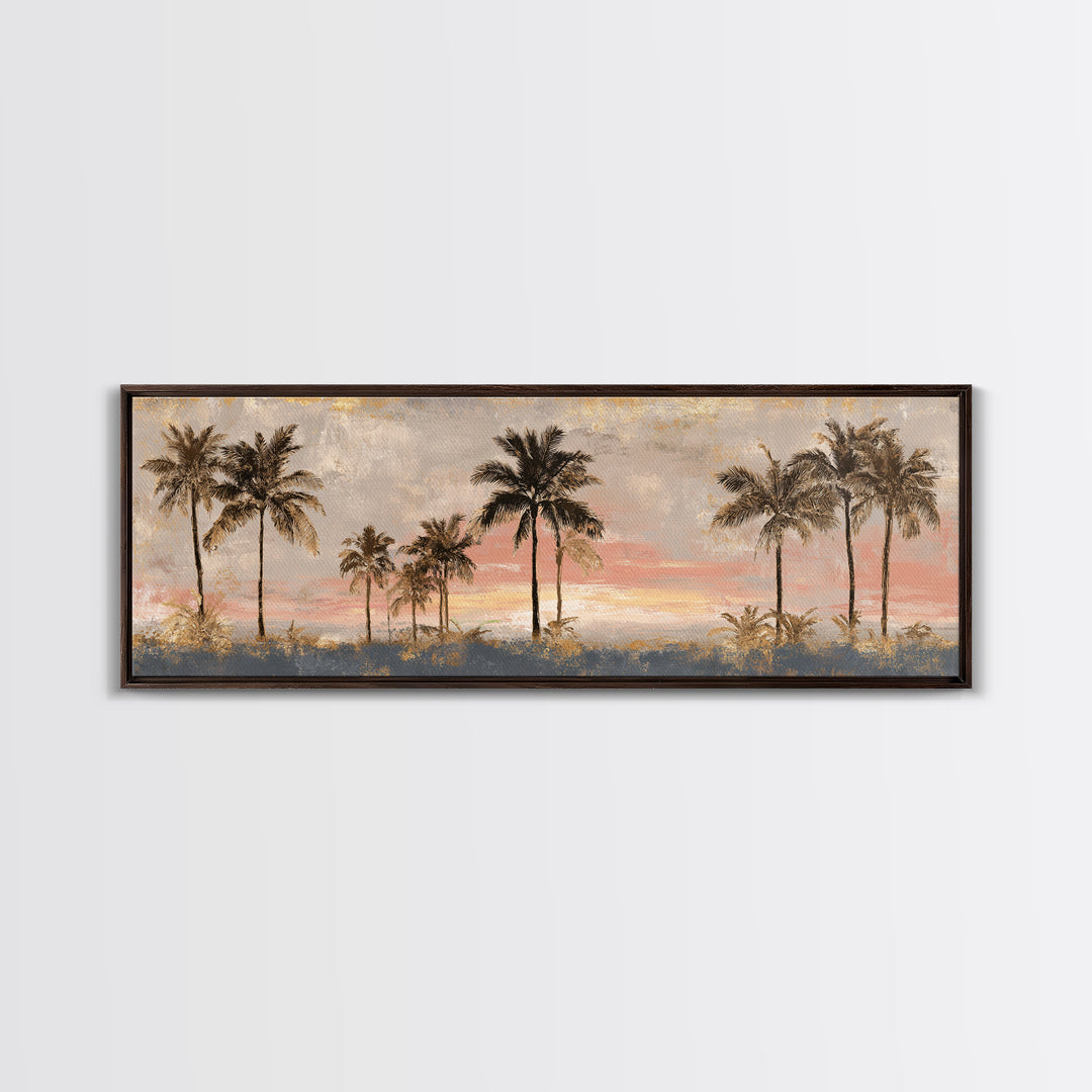 Palm Tree Silhouettes Framed Canvas Print, Tropical Art, Modern Decor, Living Room Decor, Fine Art, Tropic, Wall Decor, TRO-3x1-44