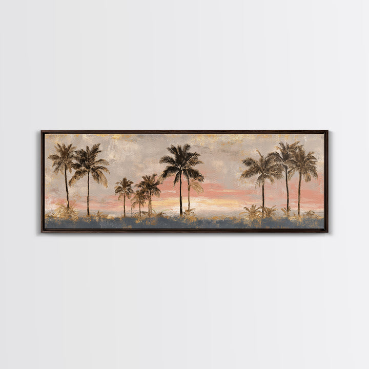 Palm Tree Silhouettes Framed Canvas Print, Tropical Art, Modern Decor, Living Room Decor, Fine Art, Tropic, Wall Decor, TRO-3x1-44