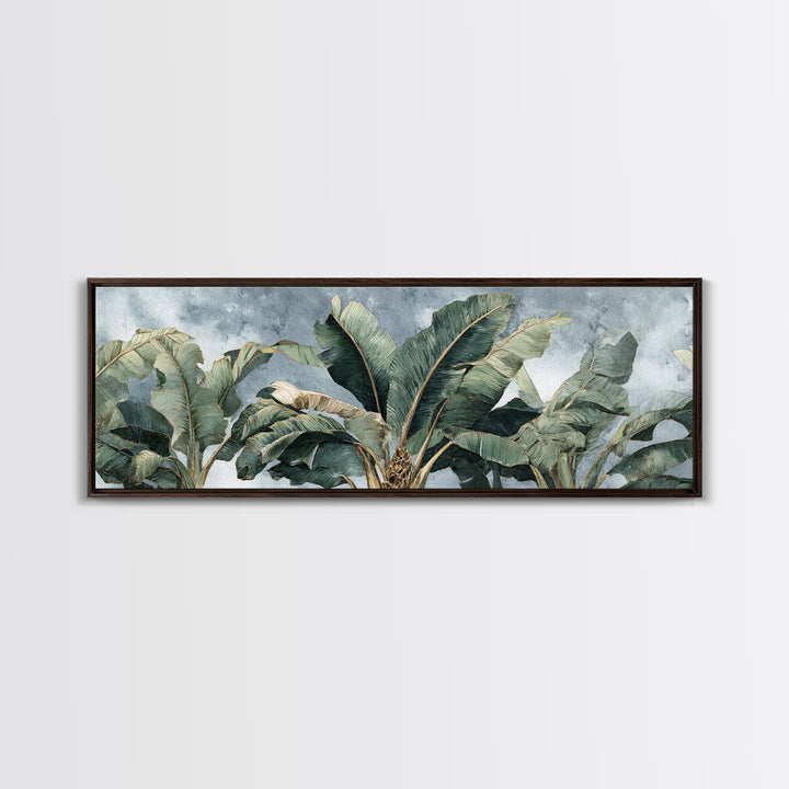Banana Leaves Layered Canvas Print, Tropical Art, Beach Print, Living Room Decor, Abstract Art, Tropic, Textured Painting, TRO-3x1-49