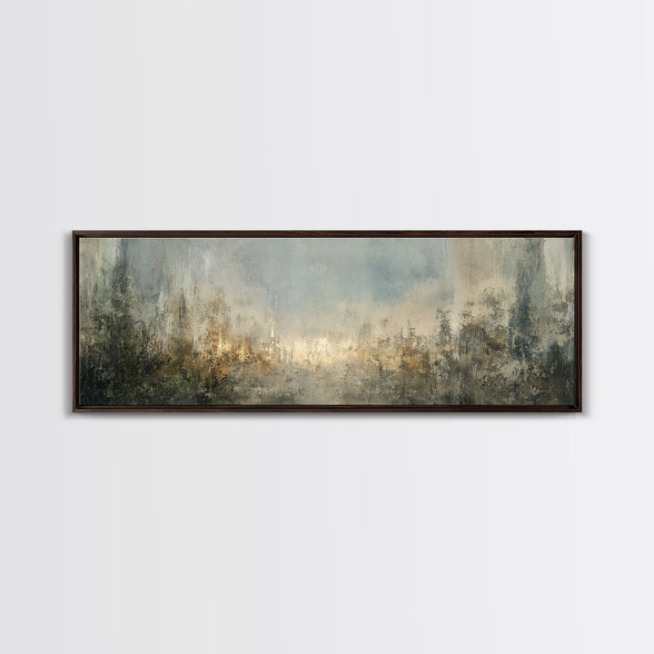 Jungle Waterfall with Misty Light Framed Canvas Print, Tropical Art, Gallery Wall Art, Living Room Decor, Fine Art, Tropic, TRO-3x1-53