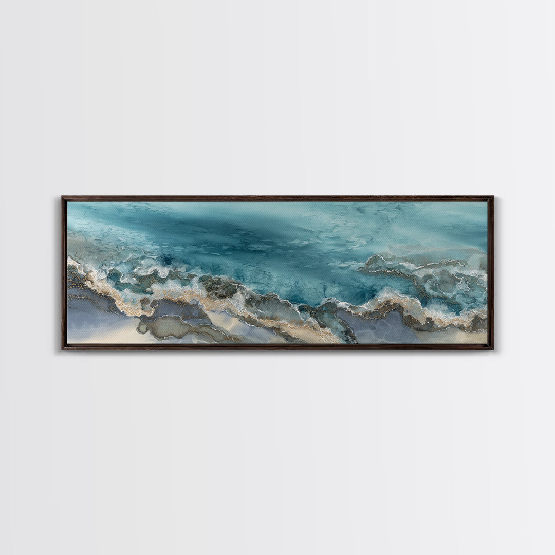 Tropical Lagoon with Turquoise Water Canvas Print, Tropical Art, Pink Wall Art, Living Room Decor, Tropic, Coastal Art, TRO-3x1-71