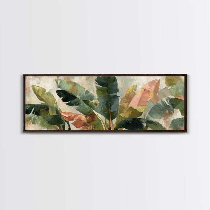 Banana Leaves Layered Framed Canvas Print, Tropical Art, Neutral Decor, Living Room Decor, Fine Art, Tropic, Home Decor, TRO-3x1-73