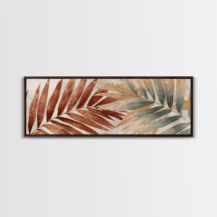 Rain Soaked Palm Leaf Closeup Canvas Print, Tropical Art, Botanical Art, Living Room Decor, Watercolor Art, Tropic, TRO-3x1-85