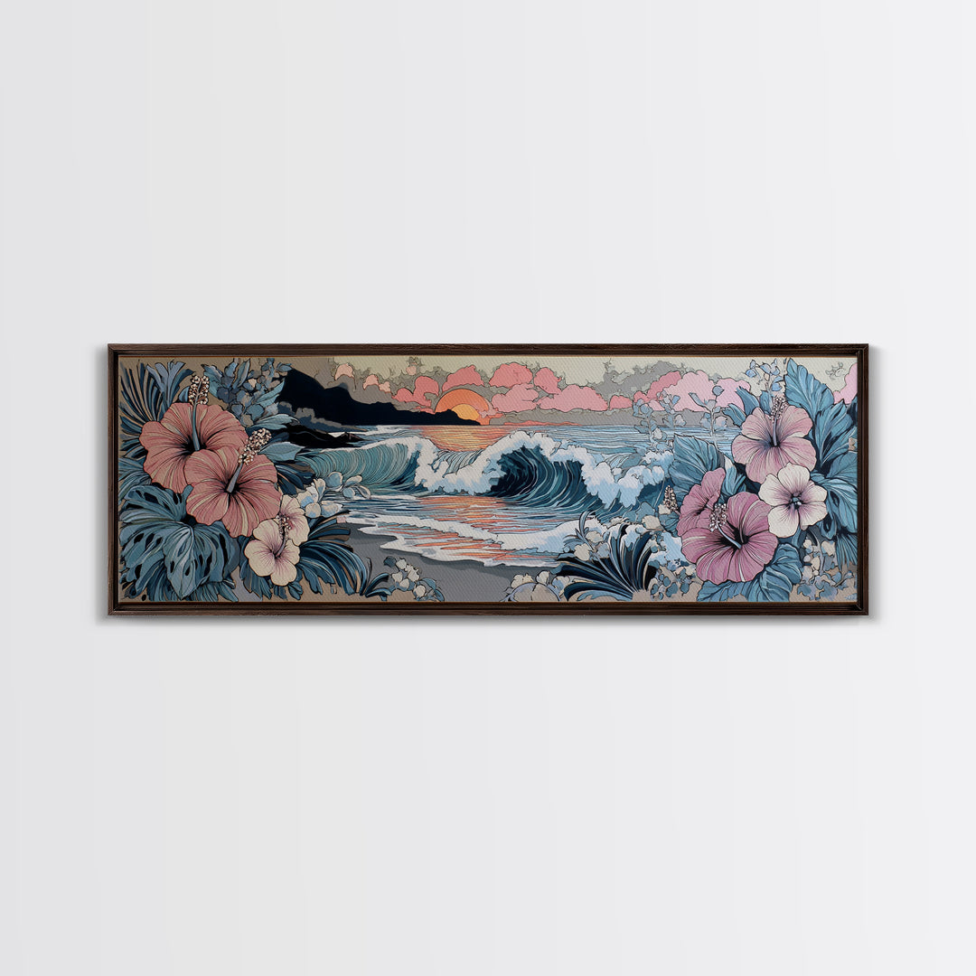 Orchid and Hummingbird Composition Canvas Print, Tropical Art, Gallery Wall Art, Living Room Decor, Fine Art, Tropic, TRO-3x1-98