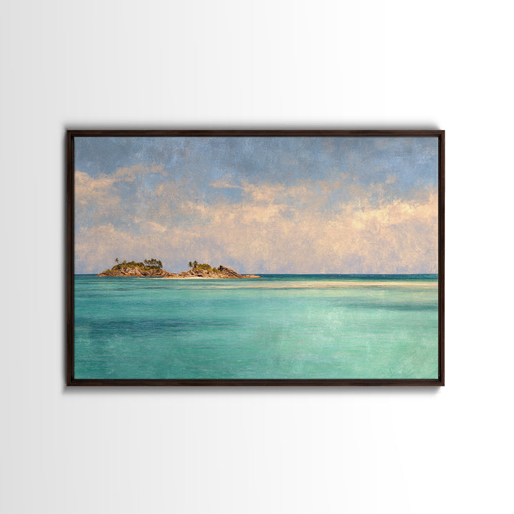 Tropical Lagoon with Turquoise Water Framed Canvas Print, Tropical Art, Room Decor, Living Room Decor, Fine Art, Tropic, TRO-3x2-35