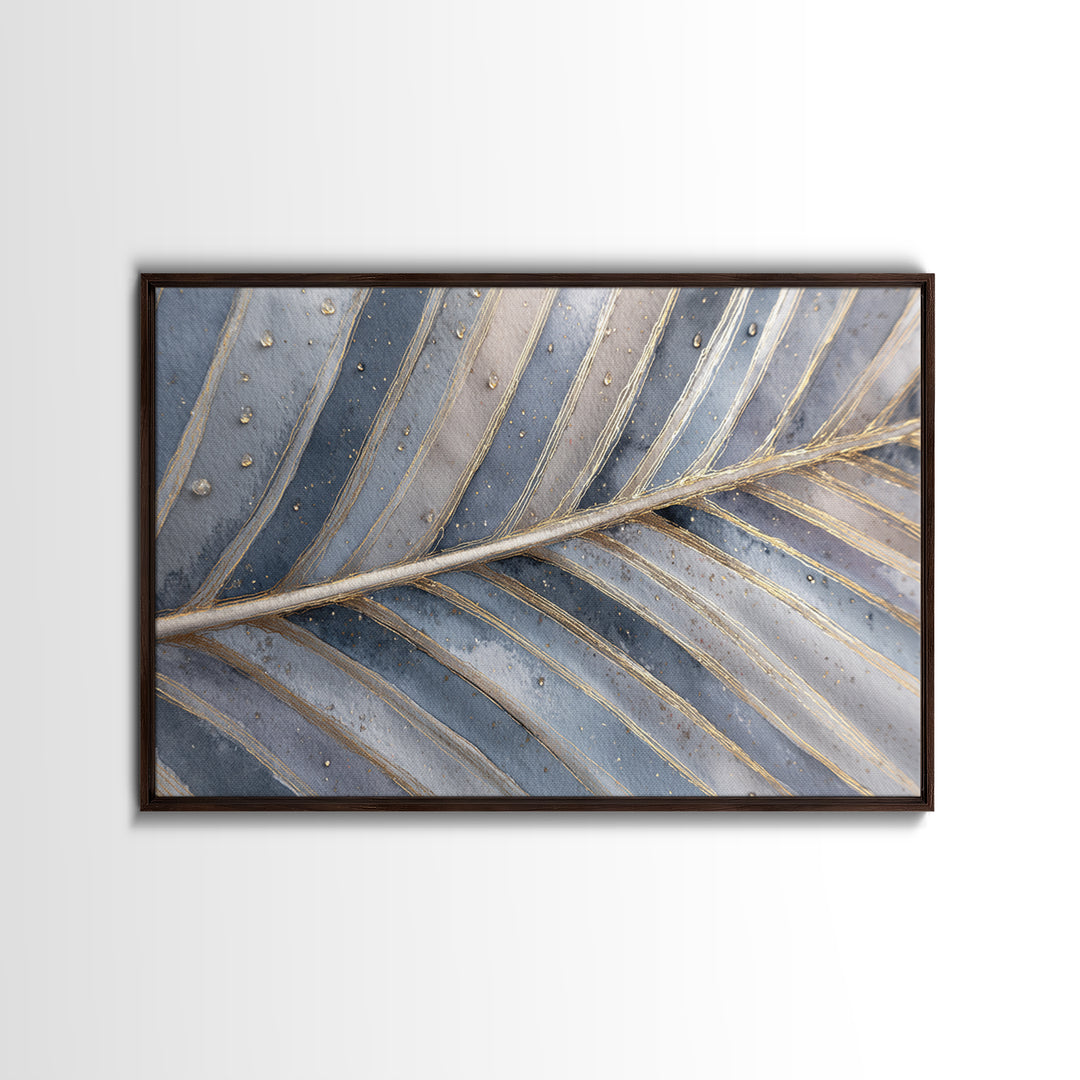 Rain Soaked Palm Leaf Closeup Canvas Print, Tropical Art, Neutral Decor, Living Room Decor, Oil Painting, Tropic, Home Decor, TRO-3x2-49