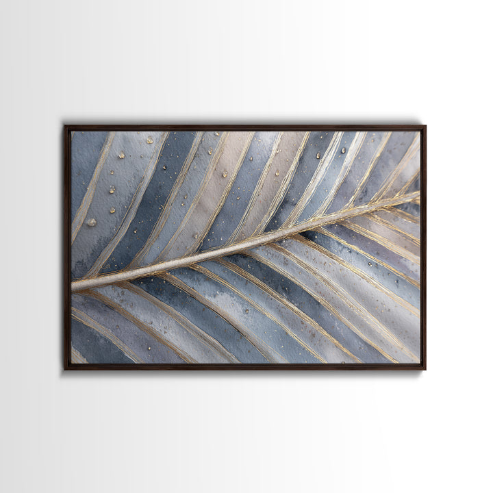 Rain Soaked Palm Leaf Closeup Canvas Print, Tropical Art, Neutral Decor, Living Room Decor, Oil Painting, Tropic, Home Decor, TRO-3x2-49