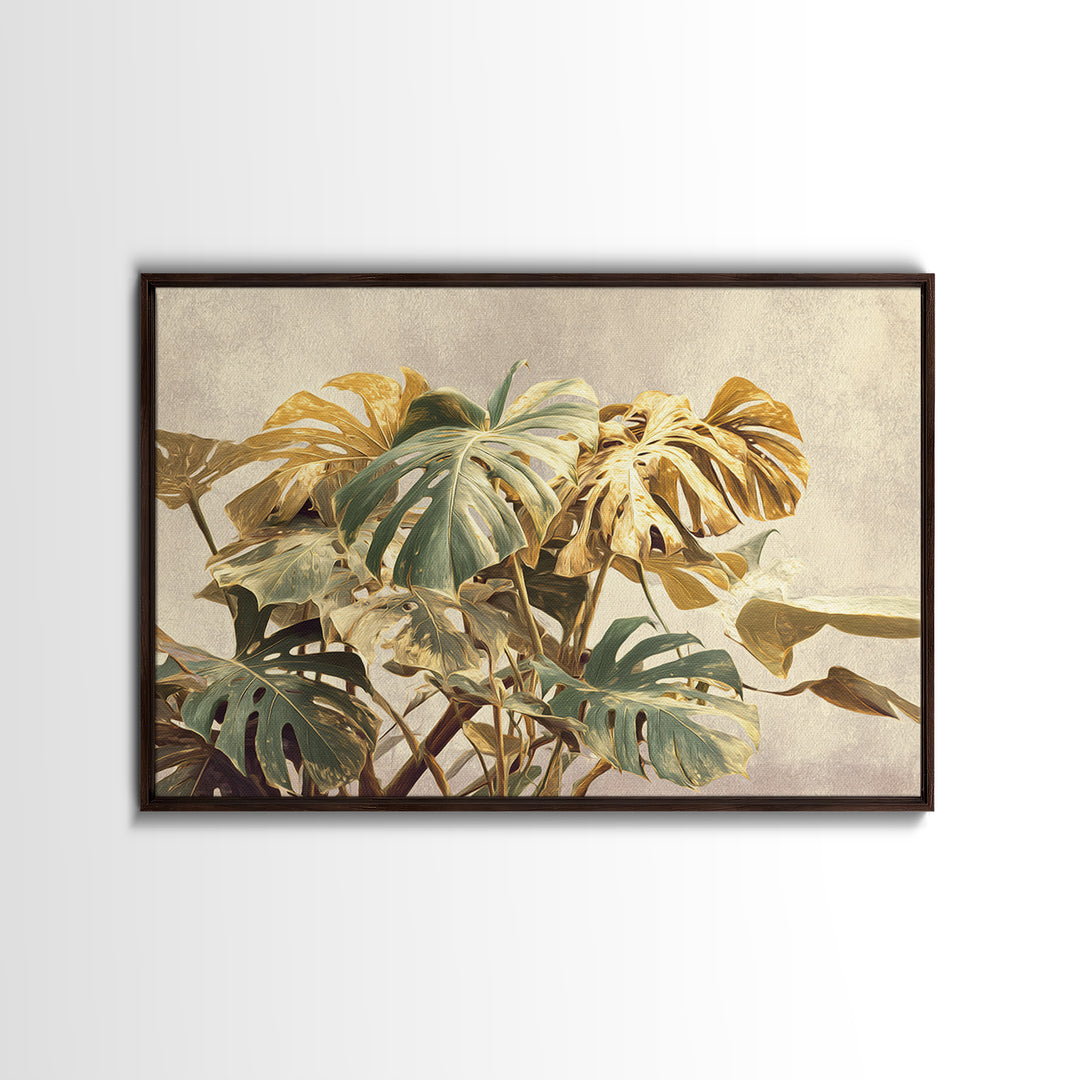 Lush Monstera Leaves Canvas Print, Tropical Art, Modern Decor, Living Room Decor, Fine Art, Tropic, Wall Decor, Digital Prints, TRO-3x2-53