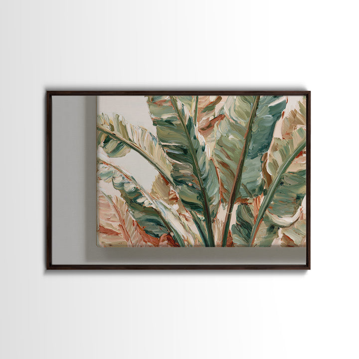 Banana Leaves Layered Canvas Print, Tropical Art, Botanical Art, Living Room Decor, Oil Painting, Tropic, Minimalist Decor, TRO-3x2-61