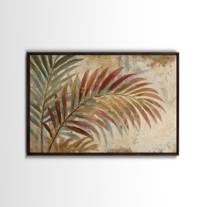 Rain Soaked Palm Leaf Closeup Canvas Print, Tropical Art, Neutral Decor, Living Room Decor, Oil Painting, Tropic, Home Decor, TRO-3x2-73