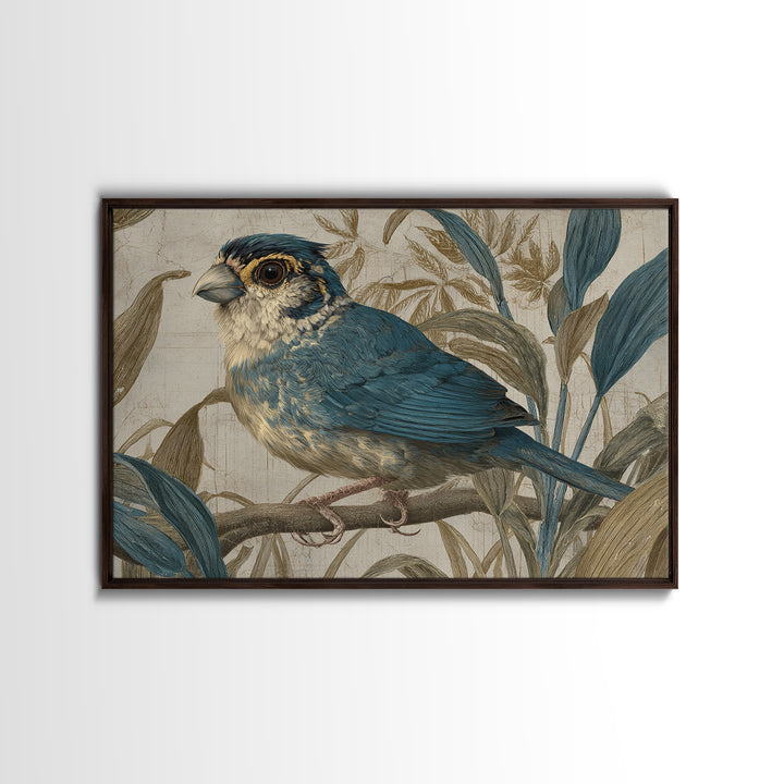Colorful Jungle Bird Pattern Framed Canvas Print, Tropical Art, Print, Living Room Decor, Fine Art, Tropic, Coastal Wall Art, TRO-3x2-96